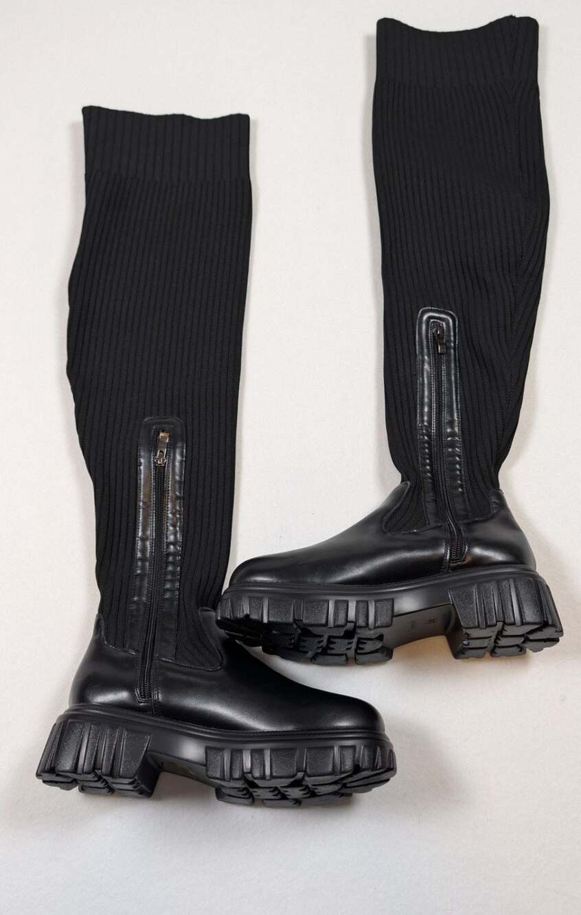 NEW CUCCOO BASICS   Ribbed Knit Over The Knee Sock Boots 7.5 Cosplay